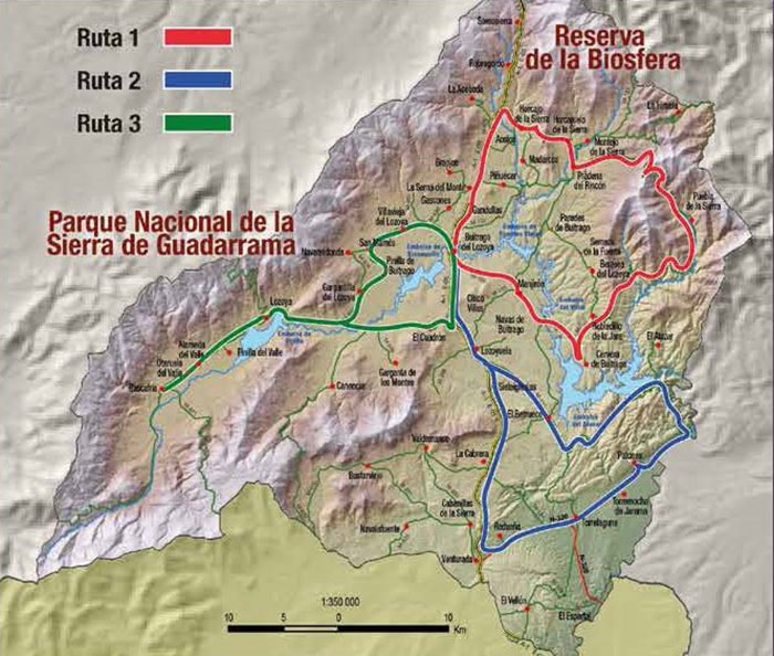 mapa rutas por carretera desde Buitrago del Lozoya